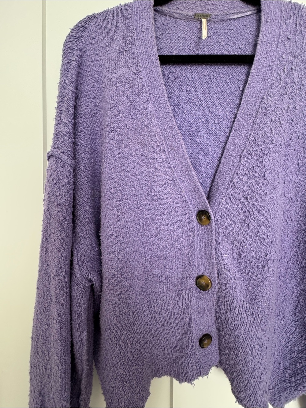 Free People Lavender V-Neck Button Front Cardigan